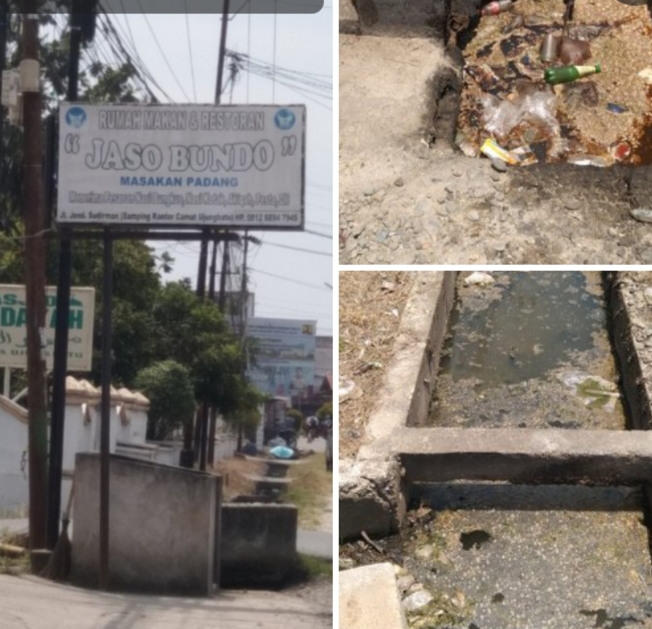 Limbah RM Jaso Bundo Samping Kantor Kecamatan Ujung Batu Menggumpal dan Genangi Parit ,Ini Kata Camat !!
