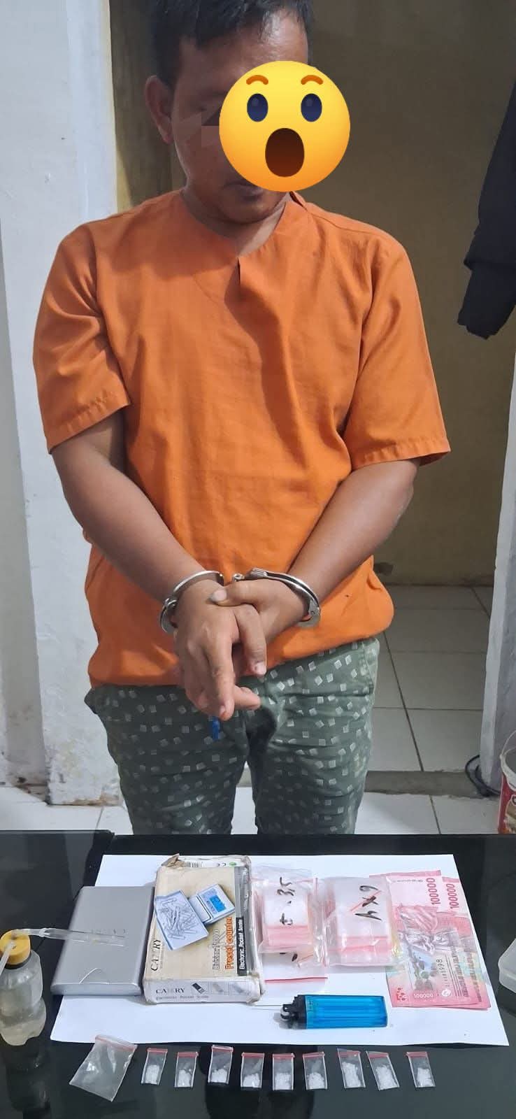 Polsek Perhentian Raja Tangkap Pelaku Narkoba,Terduga Pelaku  Miliki 9 Paket Sabu-Sabu Siap Edar