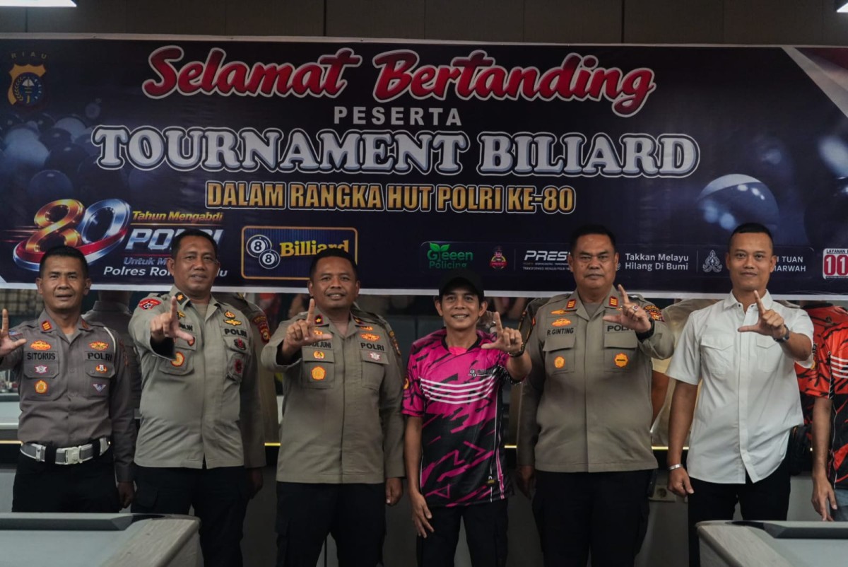 Meja Hijau Vs Jerat Hitam, Polres Rohul Buka Turnamen Billiar Hut Bayangkara Ke 80,Kobarkan Semangat Pemuda Anti Narkoba Dan Judol 