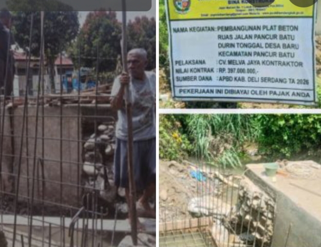 Rp 397 Juta Dianggarkan ! Jembatan Desa Baru Dibangun Asal Jadi Dengan Ditimpah Diatas Bangkai Pondasi Lama 