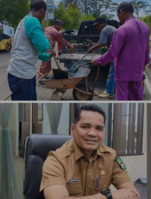 Kreatif & Efektif ! Kadis PUPR Rohul Daur Ulang Sisa Aspal Untuk Tambal Jalan Berlubang, Efisiensi Anggaran, Utamakan Keselamatan: Aspal Bekas Disulap Jadi Solusi Cepat