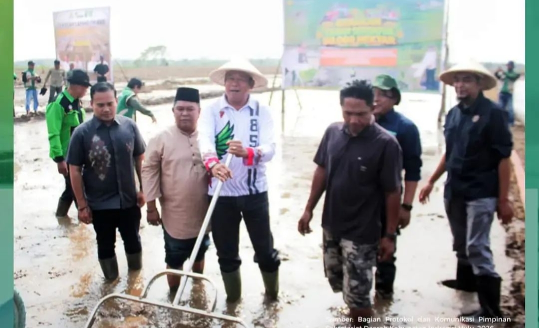 Tanam Padi Perdana di Kelayang, Wabup Inhu Dorong Warga Buka Areal Pertanian