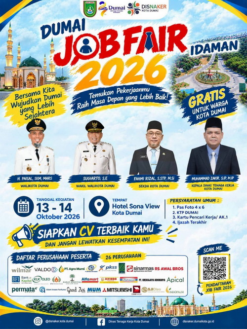Ayo Kunjungi, Tersedia Ratusan Lowongan Kerja di Job Fair Dumai 2026